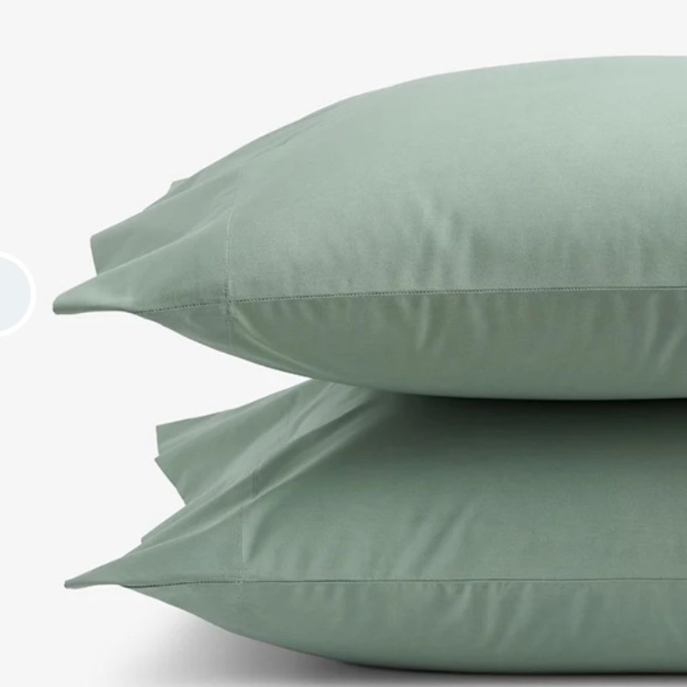 The Company Store Classic Cool Cotton Percale Pillowcase Set King, Thyme. NWOT